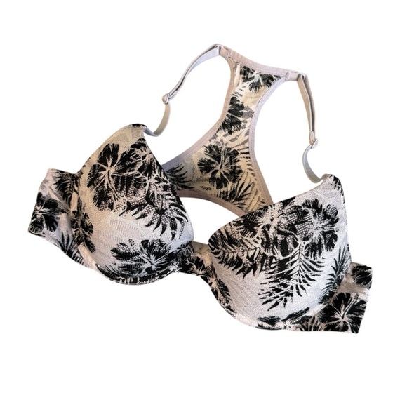 PINK Victoria's Secret Other - PINK Victoria’s Secret Push Up Floral Palm Lace Racerback Purple Black 34B #2035